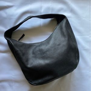 Banana Republic black leather top zip hobo bag